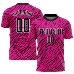 Maillot de football personnalisé rose, noir et blanc, sublimé
