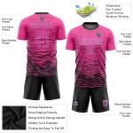 Maillot de football personnalisé rose, noir et bleu clair, sublimé